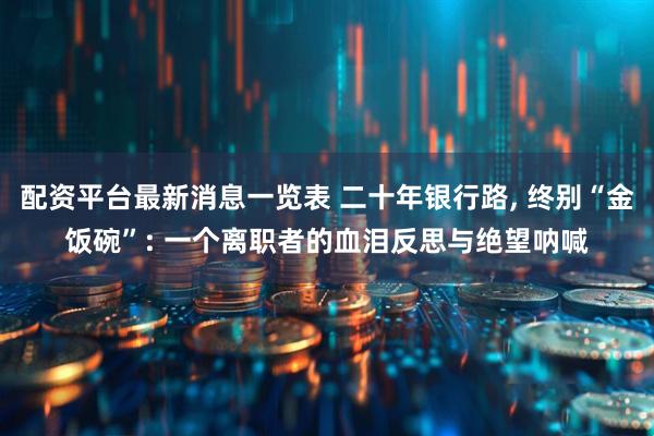 配资平台最新消息一览表 二十年银行路, 终别“金饭碗”: 一个离职者的血泪反思与绝望呐喊